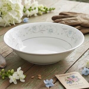 English Garden Serving Bowl #1221, Fine China of Japan, Vintage Platinum Trim